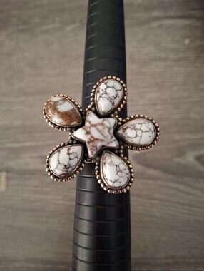 Wild Horse Flower Statement Ring On Copper Adjustable Band